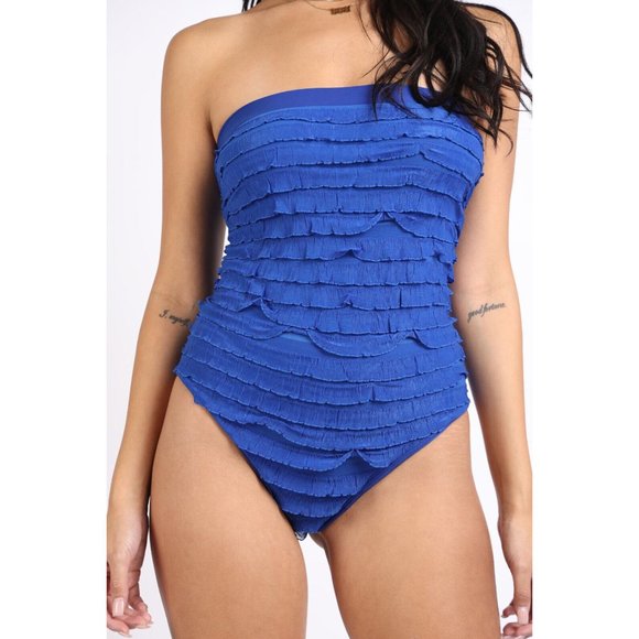 Women's Sexy Off The Shoulder Ruffled Tube Romper Sleeveless Comfy Lightweight - Picture 2 of 10